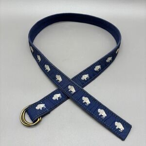 Leather Man Buffalo Ribbon Belt D Ring Cotton Webbing Size M Navy Bison Belt
